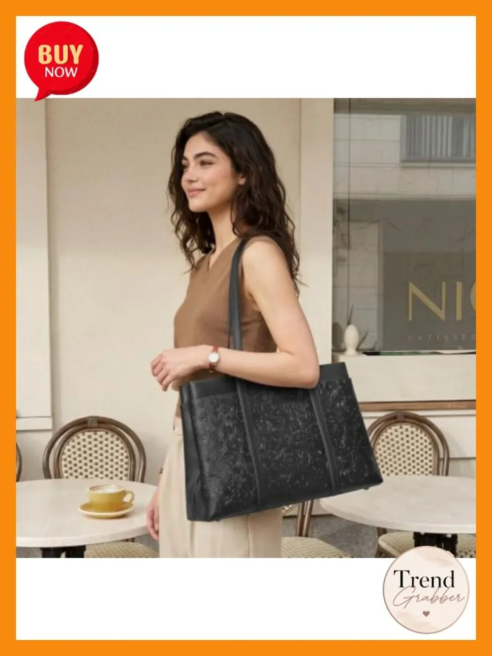 Large Leather Tote Bag Full Grain Cattle Leather 3 Compartments Fits 14